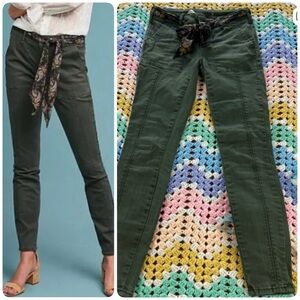 Anthropologie Jefferson Slim Utility Army Green Cargo Skinny Stretch Pants 25
